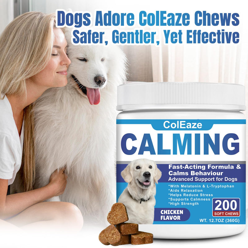 Calming Chews for Dogs Puppy Dog Calming Chews, Help Manage Stress and Promote Relaxation Sleep Aid Calm Dog from Noise, Thunder, Barking, Separation, Small Medium Large & All Breeds Chicken 200 Count