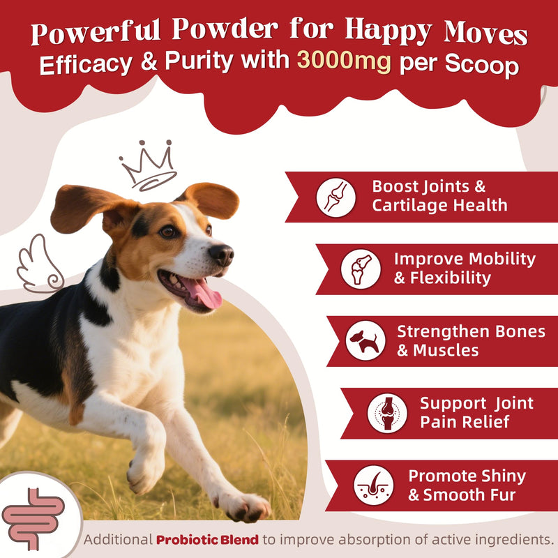 Glucosamine for Dogs - Joint Supplement for Dogs - Glucosamine Chondroitin, MSM, Omega-3, Collagen, Dog Hip and Joint Pain Relief, Support Mobility, Cartilage & Bone for Small & Large Breeds, 270g 90 Scoops