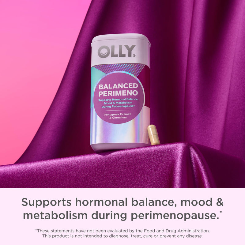 OLLY Balanced Perimeno Capsules, Supports Hormonal Balance, Mood & Metabolism During Perimenopause,* Fenugreek Extract, Chromium, 30 Day Supply - 30 Count