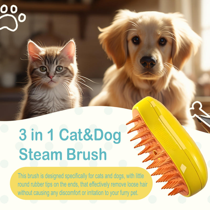 Cat Steamy Brush, Grooming Tool for Cats and Dogs with Steam Function, Massage, and Shedding Hair Removal - Ideal for Pets, Featuring Weighted Blanket Technology, Hair Brush, 3 in 1 - BeesActive Australia