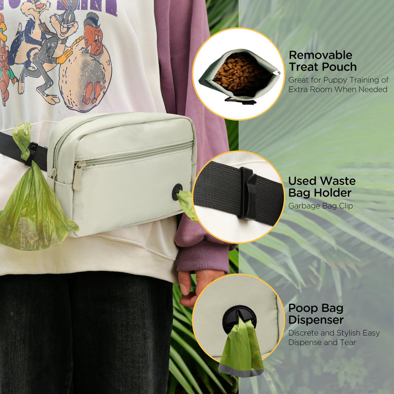 Puppy Dog Treat Pouches for Pet Training Treat Bag for Dog Training, Dog Walking Fanny Pack with Carabiner, Built-in Poop Bag Dispenser & Reuse Dog Poop Bag Holder, Puppy Pet Treat Waist Belt (Green) Green - BeesActive Australia