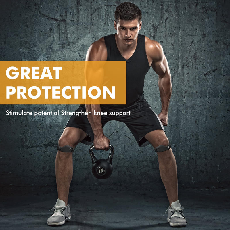 Silicone Patellar Tendon Support Strap 2-Pack, Knee Brace for Women Men, Adjustable Non-Slip Patella Band Support (Black) Black - BeesActive Australia