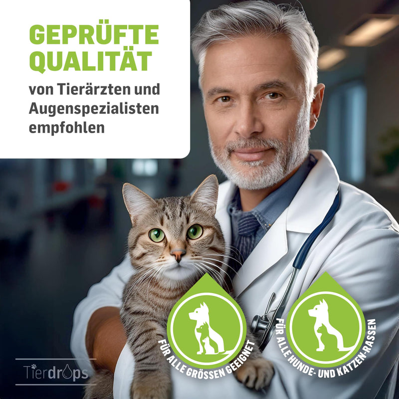 TIERDROPS eye drops for dogs and cats - 0.30% hyaluronic acid and aloe vera - natural eye care for pets. Eye drops without preservatives for dry, red or irritated eyes - BeesActive Australia