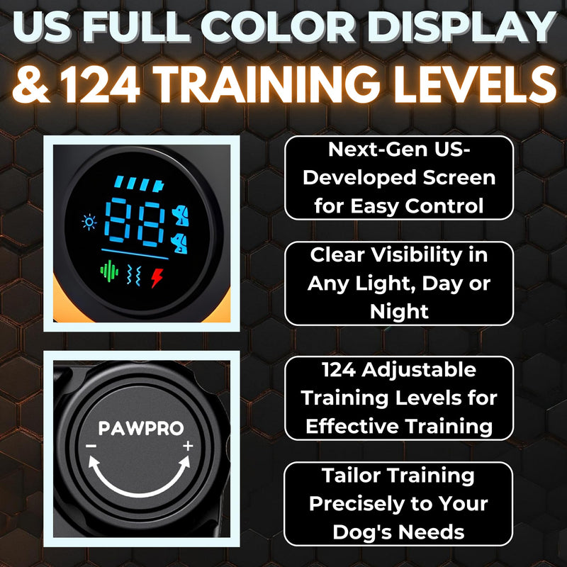 Dog Shock Collar with Remote, Unmatched 4-Mile Range, Night-Light Mode, Training Guide Included, 124 Training Levels & 4 Modes, Beep Vibration Shock, Waterproof Rechargeable, Fits All Dogs, US Tech - BeesActive Australia