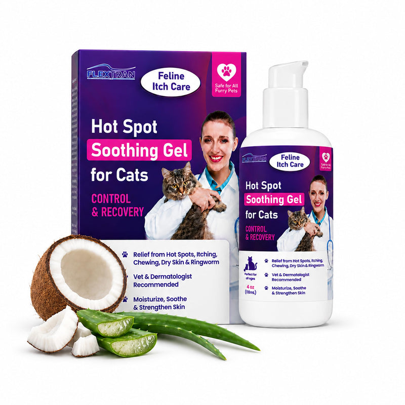 Feline Itch Care Hot Spot Soothing Gel for Cats | Helps Comfort Itchy Skin, Hot Spots & Dry Irritated Skin | with Coconut Oil & Aloe Vera | Gentle Skin & Coat Support | Made in USA (4 oz)