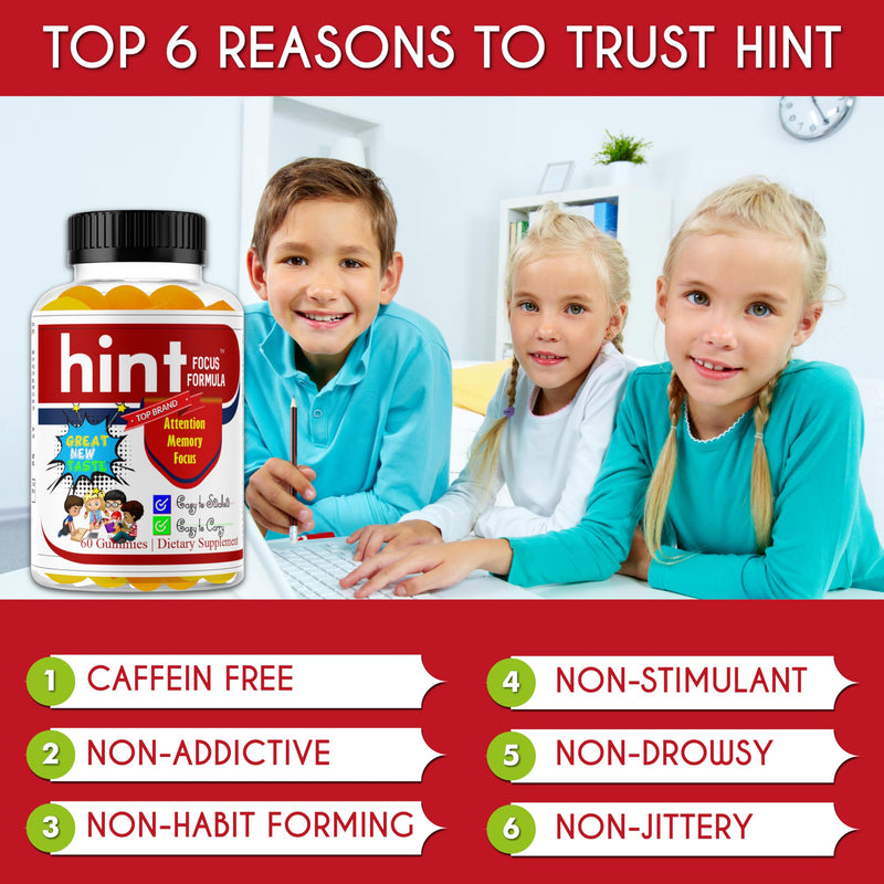 Hint Omega 3 6 9 Gummies for Kids & Teens – Brain Support Focus Gummies for Teens, Kids Memory Vitamins, Non-Fishy, Low Sugar, Non-Fishy – 60 Gummies