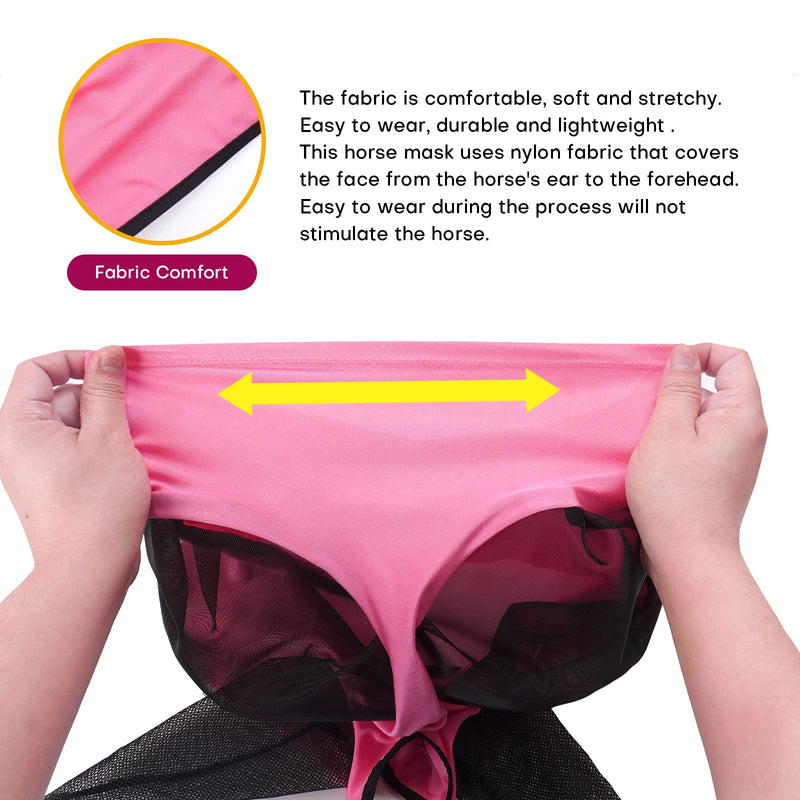 Horse Fly Mask,Fly Masks for Horses with Ears,Lycra Upgrade Fly Mask with UV Protection Comfortable&Elasticity(Pink) - BeesActive Australia