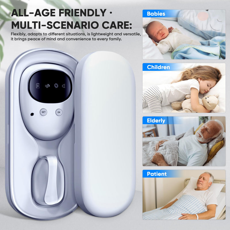 Bed Wetting Alarm for Boys and Girls - Wireless Pee Alarm with Magnetic Sensor, Sound Mode, and Strong Vibration for Kids, Adults, Elderly White