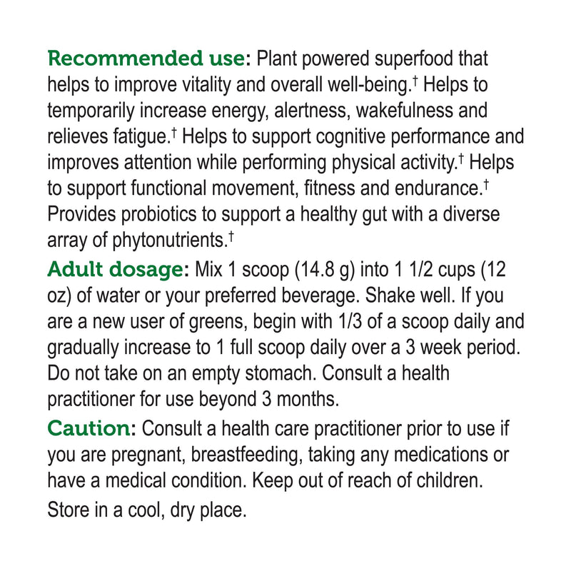 Genuine Health Greens + Extra Energy Superfood Powder, Provides An Immediate Energy Boost & Supports Gut Health, Dark Chocolate Flavor, 15 Servings