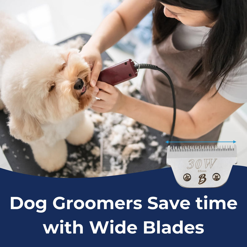 Detachable A Series Wide 30 Blades for Dog Grooming Cuts length 1/50" - 0.5mm Japanese Carbonized Steel Wide Grooming Blades Compatible A5 Series Wide Clippers for Dogs(30W) 30W (1/50" - 0.5mm) - BeesActive Australia