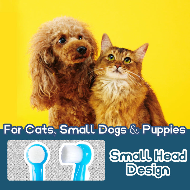 Small Dog Toothbrush, Cat & Puppy Tooth Brushing Kit, Ultra Soft & Mini Head Teeth Brush for Kitten & Tiny Pet, Doggy Toothbrushes Deep Dental Cleaning, 2 PCS - Blue 1 Count (Pack of 2)