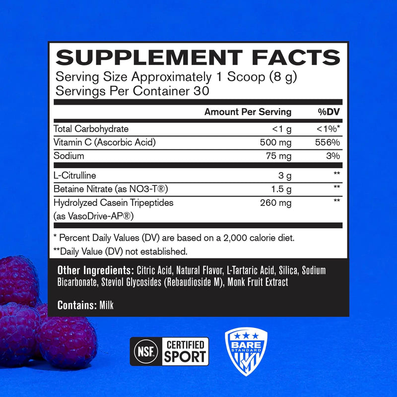 BARE PERFORMANCE NUTRITION, BPN Endo Pump Pre-Workout Muscle Pump Enhancer, Increased Blood Flow/Oxygen Transport to Muscles, Blue Raspberry - BeesActive Australia