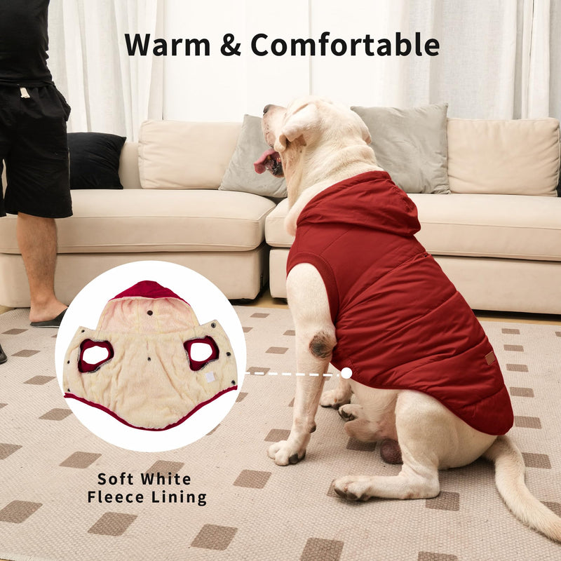 Fleece Lining Extra Warm Dog Hoodie in Winter for Small Dogs Jacket Puppy Coats with Hooded,Red M Medium (Pack of 1) Red - BeesActive Australia