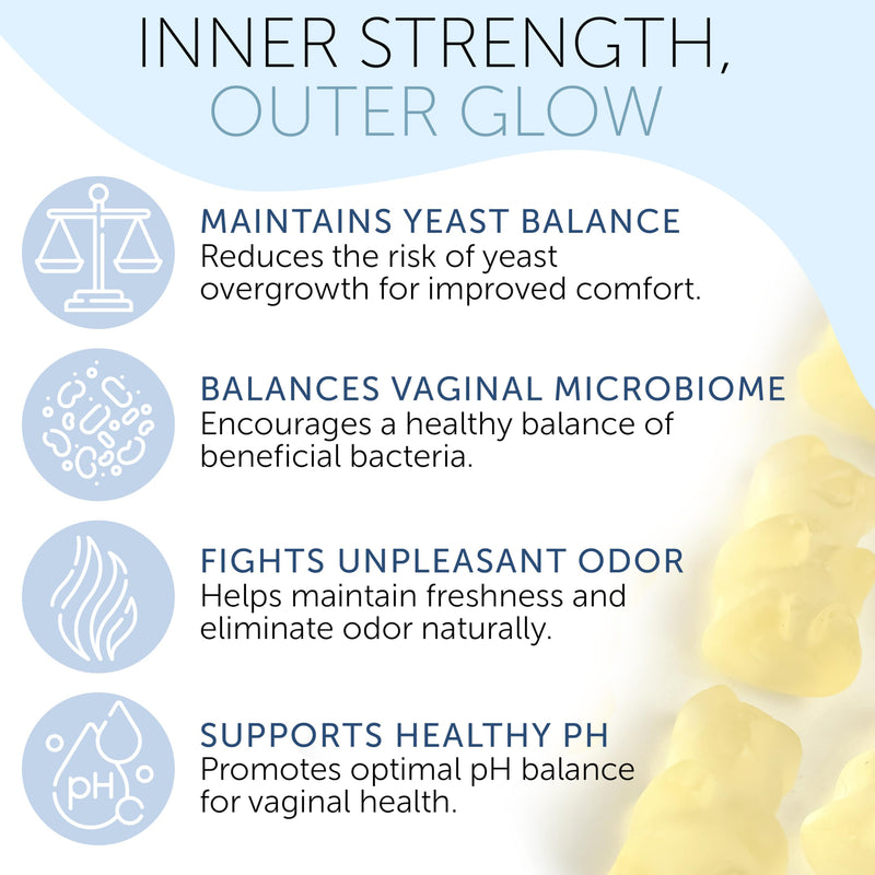 Vaginal Probiotics pH Balance Gummies For Women | Prebiotics and Probiotics for Women | Female Vaginal Supplement for ph Balance and Vaginal Health | Vaginal Odor Control 60 Gummies - BeesActive Australia