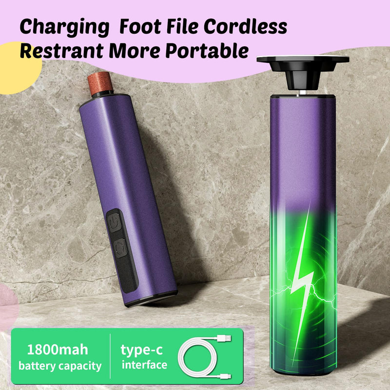 Electric Foot Callus Remover, 9-Speed for Dead Skin & Hard Calluses, Aluminum Alloy, Type-C Rechargeable, Replacement Discs, Spa-Like At-Home Pedicure, Relaxing Self-Care (Deep Lavender) Deep Lavender（basic Edition） - BeesActive Australia
