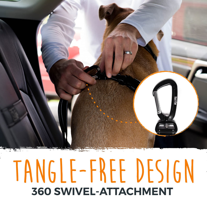 Mighty Paw Dog Seat Belt - Latch Bar Attachment Like A Child's Car Seat - Aviation Aluminum Carabiner - Adjustable Length for Both Large and Small Dogs - Tangle Free Design - Safe Travelling - BeesActive Australia
