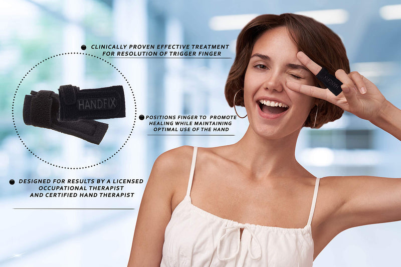 HANDFIX-The One and Only Patented Finger Brace for Trigger Fingers-Anatomically Positions the Finger to Optimize Healing-One Size fits most Right or Left-Quality Made by a Licensed Occupational Therapist/Certified Hand Therapist- HSA/FSA Approved - BeesActive Australia