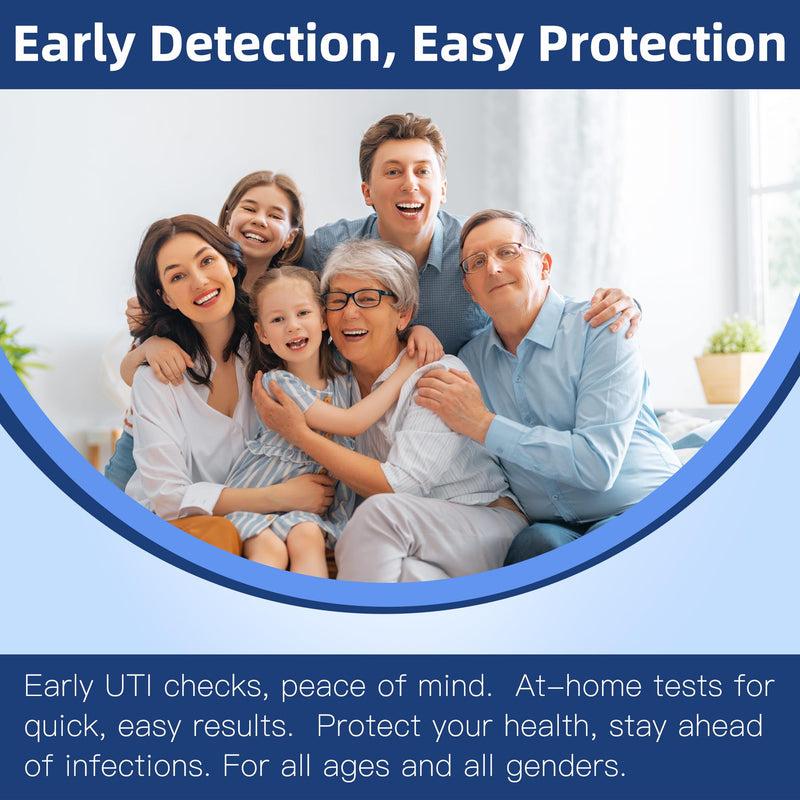 4-in-1 UTI Test Strips, 50ct Full Panel Urinary Tract Infection Test Kit at Home for Women Men Kids, Urinalysis Leukocytes, Nitrites, PH, Protein Urine Strip for UTI and Bladder, 50 Strips 50 Cups 1 Count (Pack of 50) Blue-4in1