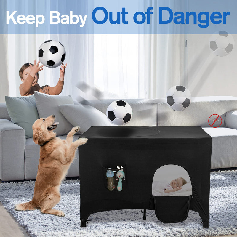 Pack n Play Blackout Cover for Travel Crib - Breathable Tent With Portable Stretchy Netting