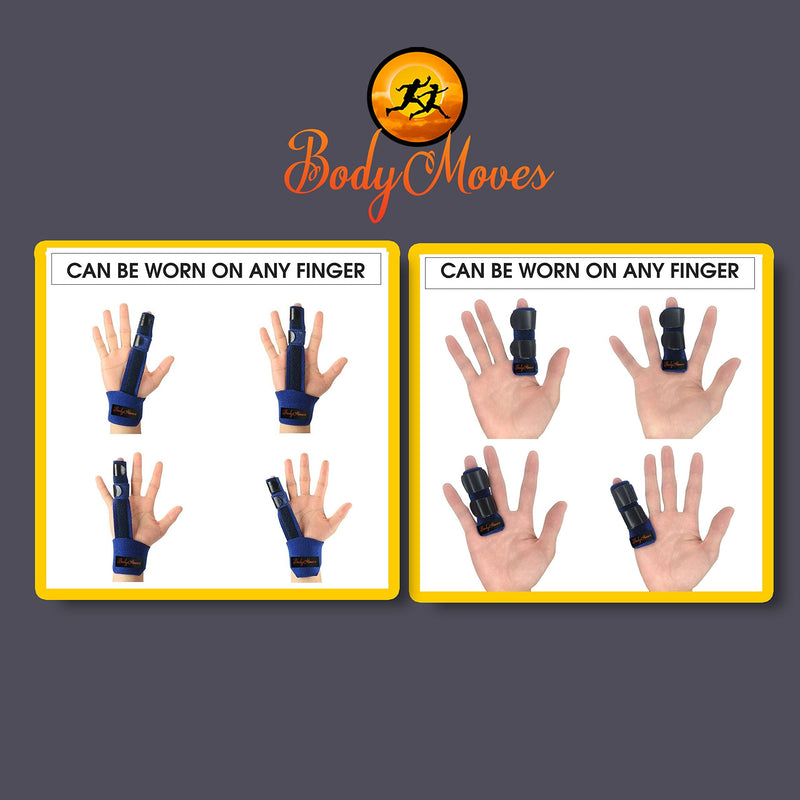 BodyMoves Finger splint and Finger extension splint trigger finger mallet finger broken finger post operative care Finger knuckle immobilization injury (midnight black) midnight black - BeesActive Australia