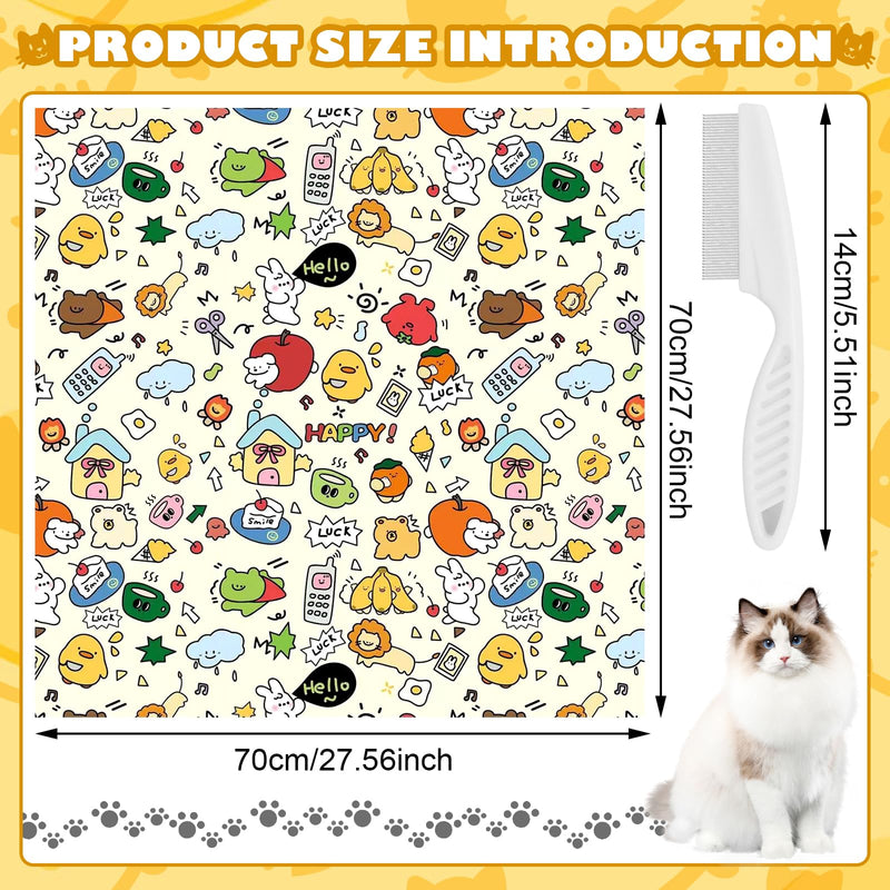 SPERMUOY Cat Grooming Wrap, Cat Wrap for Cutting Nails, Cat Grooming Cloth, Cat Restraints for Nail Clipping with Comb, Self-Adhesive Cat Wrap for Claw Cutting (70 x 70 cm) - BeesActive Australia