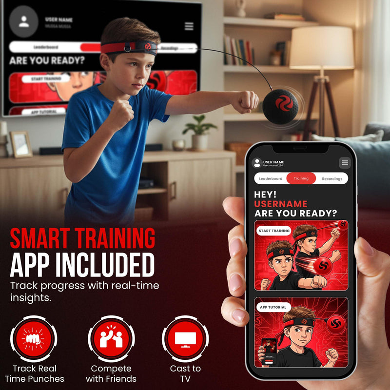 Soul Shift - Boxing Reflex Ball – Dual Competition Set | 2 Adjustable Headbands + 2 Training Balls + App Included | Speed, Agility & Hand-Eye Coordination for Adults & Kids | MMA Training Equipment App Edition (Competition Pack)