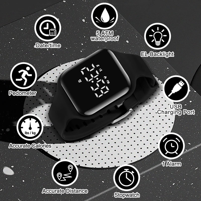 BEN NEVIS Kids Watch, Digital Watch for Boys Girls, Sport Watch with Fitness Tracker, Alarm Clock, Stopwatch, No App and Waterproof, Watch for Kids Ages 5-12 001-Black - BeesActive Australia
