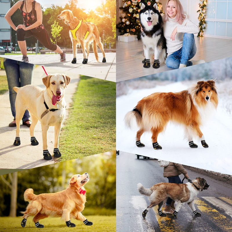 DcOaGt Dog Shoes for Large Dogs XXL, Waterproof Dog Boots with Anti-Slip Sole Breathable Reflective Paw Protectors Booties for Hot Pavement Summer Winter Snow Hiking Walking 4PCS(Size 9) Black Size 9:Width 3.18-3.40 inch(Pack of 4) - BeesActive Australia