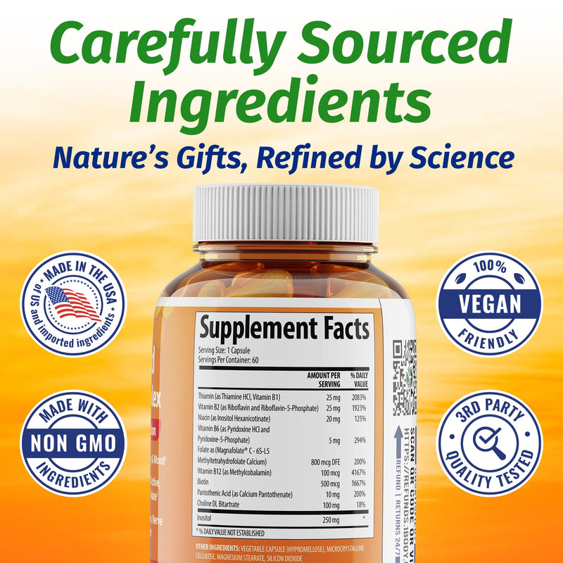 1 Body Methylated B Complex, 5-MTHF Folate & Methyl B12, Twin Pack | Not All B Vitamins Are the Same. Features active forms like 5-MTHF folate and methyl B12 for daily wellness support.* 60 Count (Pack of 2)