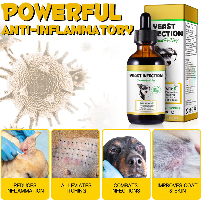 Yeast Infection Treatment for Dogs, Dog Yeast Infection Treatment for Itchy Dog Skin Relief, Allergy Relief, dog Ear Infections Drop for Immune Support, Safe & Natural - Bacon Flavor, 60ml