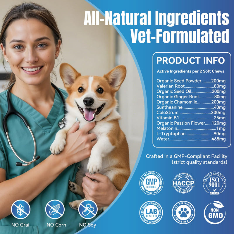 Calming Chews for Dogs Puppy Dog Calming Chews, Help Manage Stress and Promote Relaxation Sleep Aid Calm Dog from Noise, Thunder, Barking, Separation, Small Medium Large & All Breeds Chicken 200 Count
