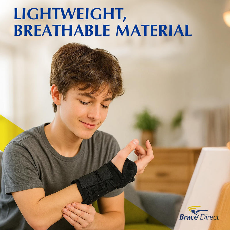 Brace Direct Kids Wrist Brace - Older Child Wrist Splint for Carpal Tunnel, Tendonitis, Sprains & Injuries - 8" Lace Up Design (Left Hand) Left 8" - BeesActive Australia