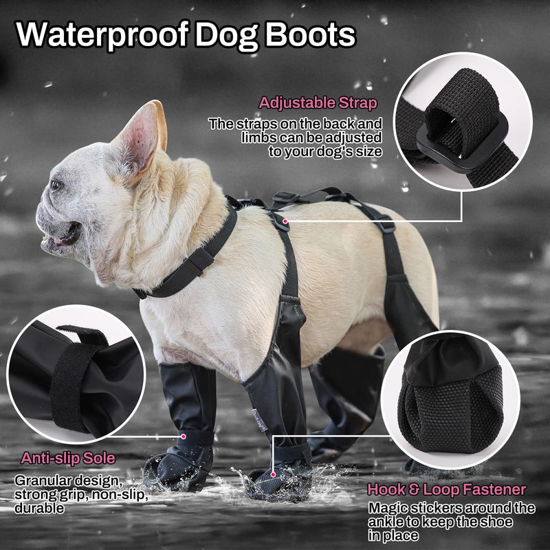 Outdoor Walking Dog Boots Dog Shoes Nonslip for Snow Rain|Dog Suspender Boots|Hiking Booties|Anti-Slip Dog Shoes|Dog Paw Boot Leggings|Waterproof Dog Boots Medium - BeesActive Australia