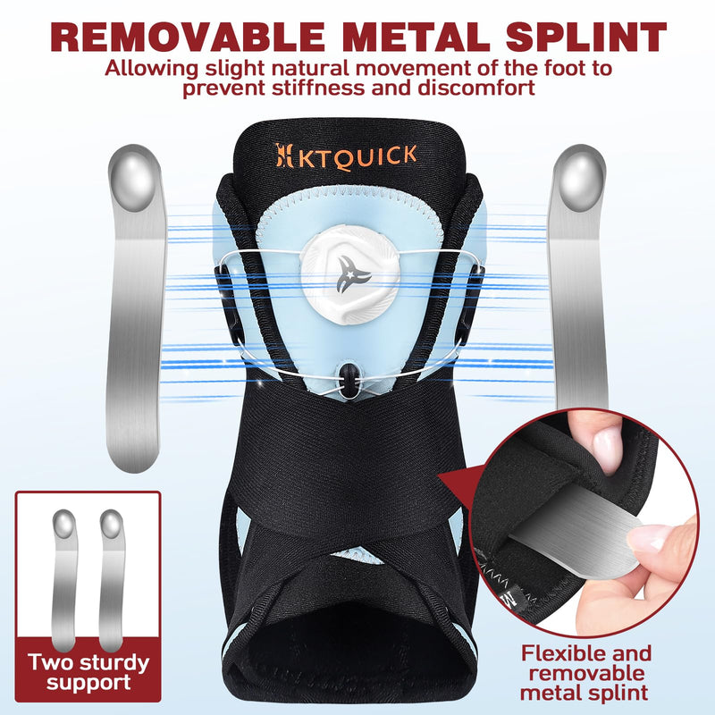 Ankle Brace for Sprained Ankle, Adjustable Knob Support with Removable Metal Splints, KTQUICK Breathable Ankle Stabilizer for Unsex, Pain Relief for Swelling,Injury Recovery,Sports,M(Shoes 8.5‘’-12‘’) Medium - BeesActive Australia