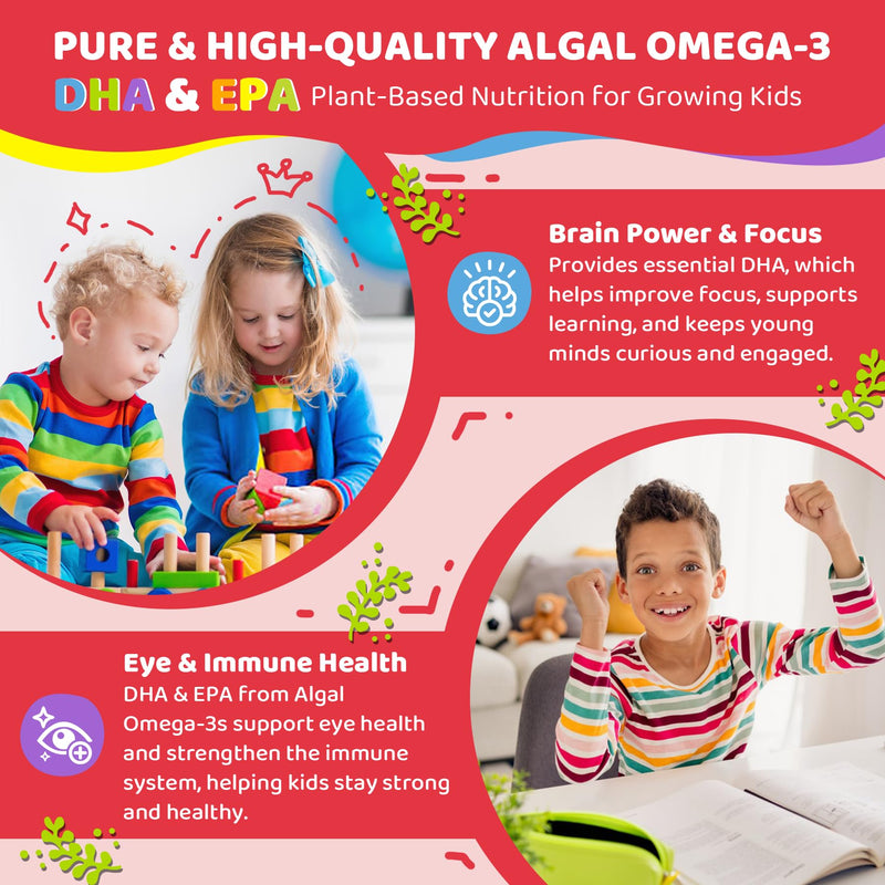 Vitamin D3 K2 + Calcium Liquid-filled Gummies for Kids & Teens, 1000IU / 2000IU D3 with Magnesium, Algal Omega 3, Kids Vitamins for Bones & Teeth, Calcium Absorption, Brain, Immune, Sugar-Free, 60Cts 60 Count (Pack of 1)