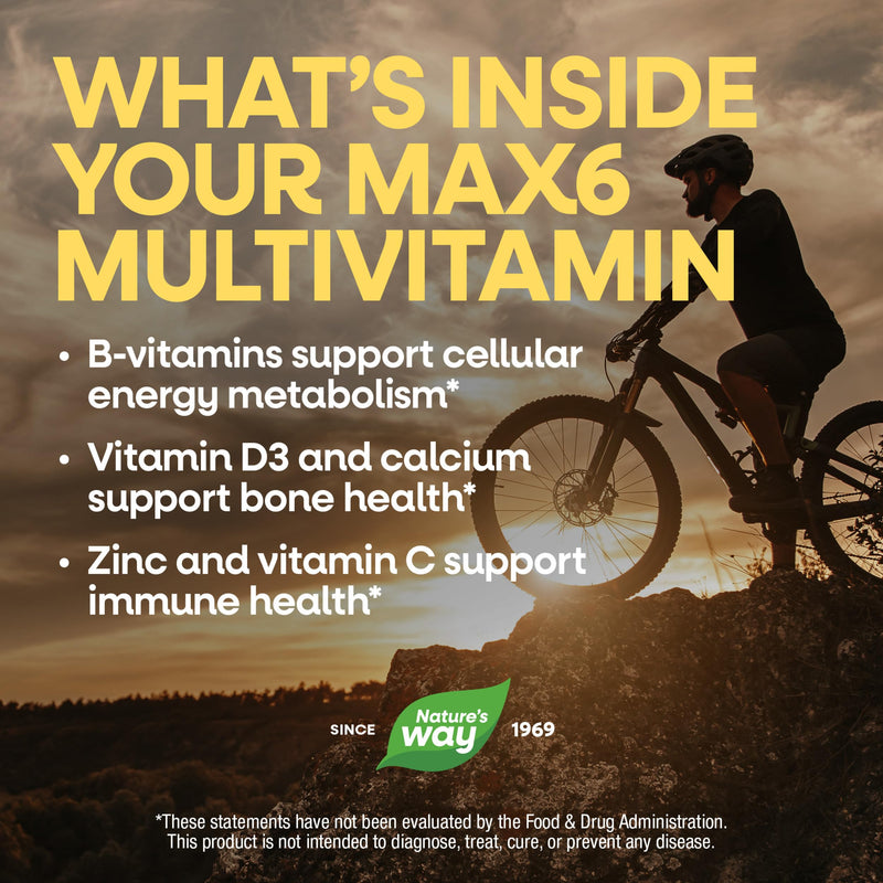 Nature's Way Alive! Max6 Potency Adult Complete Multivitamin, 90 ct | Iron, Antioxidant Vitamins A, C, E, B-Vitamins Including Methylated B12 & Folate, Energy Metabolism Support*, 90 Capsules 90 Count (Pack of 1)