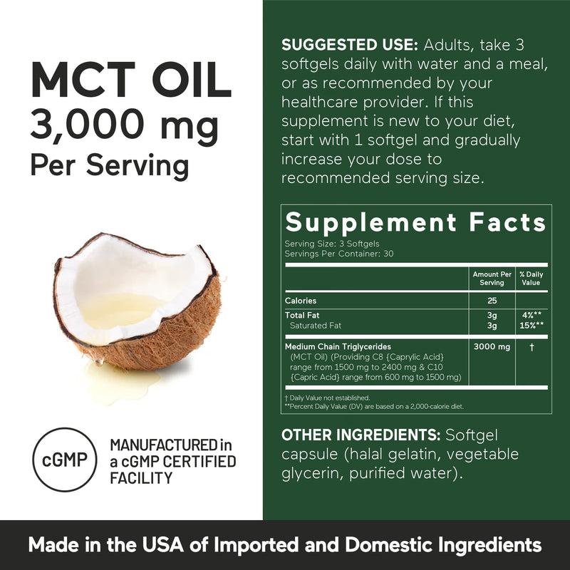 SMARTERNUTRITION MCT Oil Capsules C8 and C10 - Ketogenic Fuel for Brain & Body, Sustained Energy - from Cold-Pressed Coconut, Palm & Gluten-Free, Non-GMO - 90 Count - 30-Day Supply 90 Count (Pack of 1)