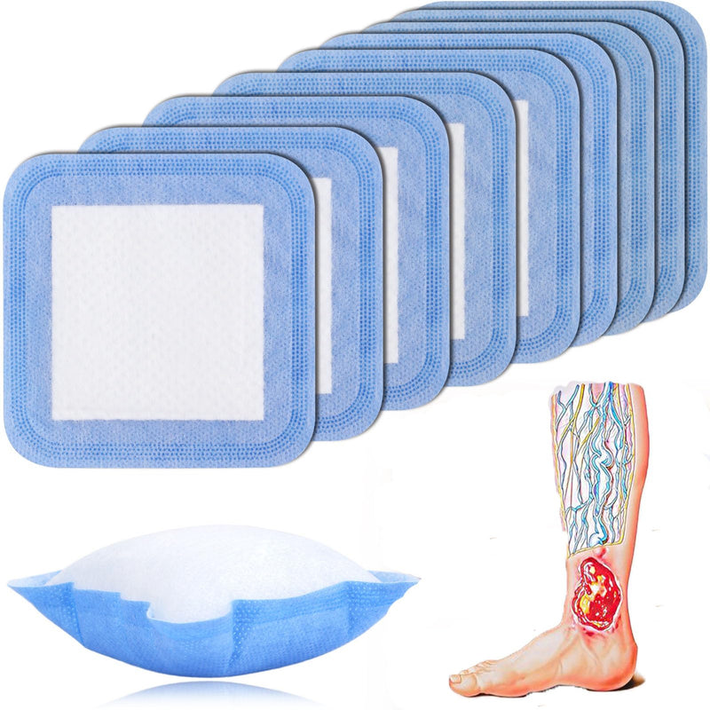 Super Absorbent Dressing Pad for Heavy Exuding Draining Wound Pressure Sore Foot Ulcers Venous Ulcer Leg Cut Skinned Fast Healing Wounds Care 4"x4" (Pack of 10) 4x4 Inch (Pack of 10)