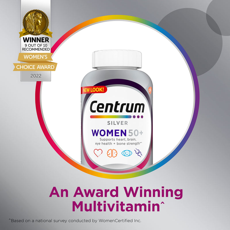 Centrum Silver Women's Multivitamin for Women 50 Plus, Multivitamin/Multimineral Supplement with Vitamin D3, B Vitamins, Non-GMO Ingredients, Supports Memory and Cognition in Older Adults - 100 Ct 100 Count (Pack of 1) - BeesActive Australia