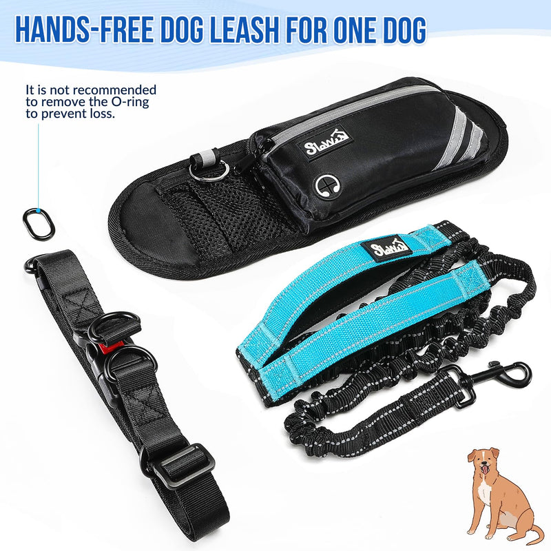 SlowTon Hands Free Dog Leash - with Removable Zipper Pouch, Shock Absorbing Bungee, Dual Handle & Reflective Stitches, Wide Padded Adjustable Waist Leash for Dogs Walking Running (L, for 1 Dog) Large for 25 - 80 lbs