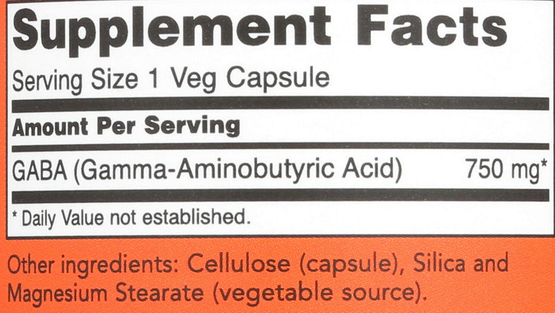 NOW Foods Supplements,GABA (Gamma-Aminobutyric Acid) 750mg,Neurotransmitter Support*,100 Veg Capsules,(Pack of 2) 100 Count (Pack of 2)