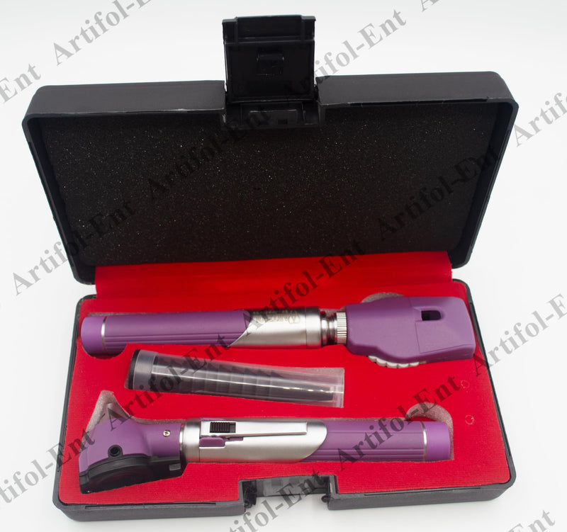 Artifol Purple Color - New Ent Home Use - Student Otoscope Examination Kit Fiber Optic Diagnostic Set with Plastic Hard Case # OS1014 - BeesActive Australia