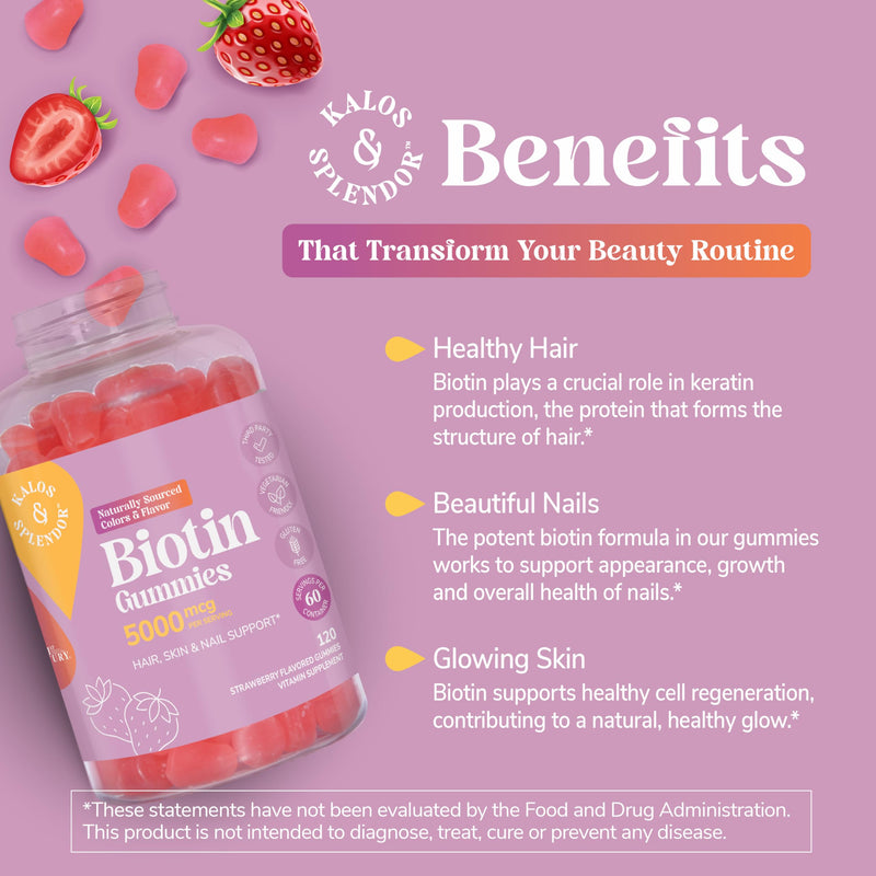 21st Century Biotin 5000mcg Gummies, Strawberry, Hair Skin Nails, 120ct | Biotin 5000 mcg Gummies to Help Support Healthy Hair, Skin & Nails, Delicious Strawberry Flavor, Vegetarian, 120 Count 120 Count (Pack of 1)