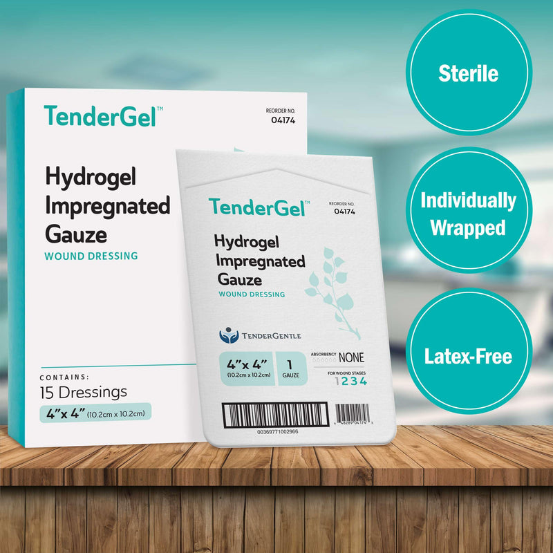 Hydrogel Wound Dressings - 15 Burn Gel Pads for Burns, Minor Wounds, and More - 4x4 Burn Bandages with Hydrogel and Vitamin E - Good for Medical Facilities, First Aid Kits, and Nursing Homes