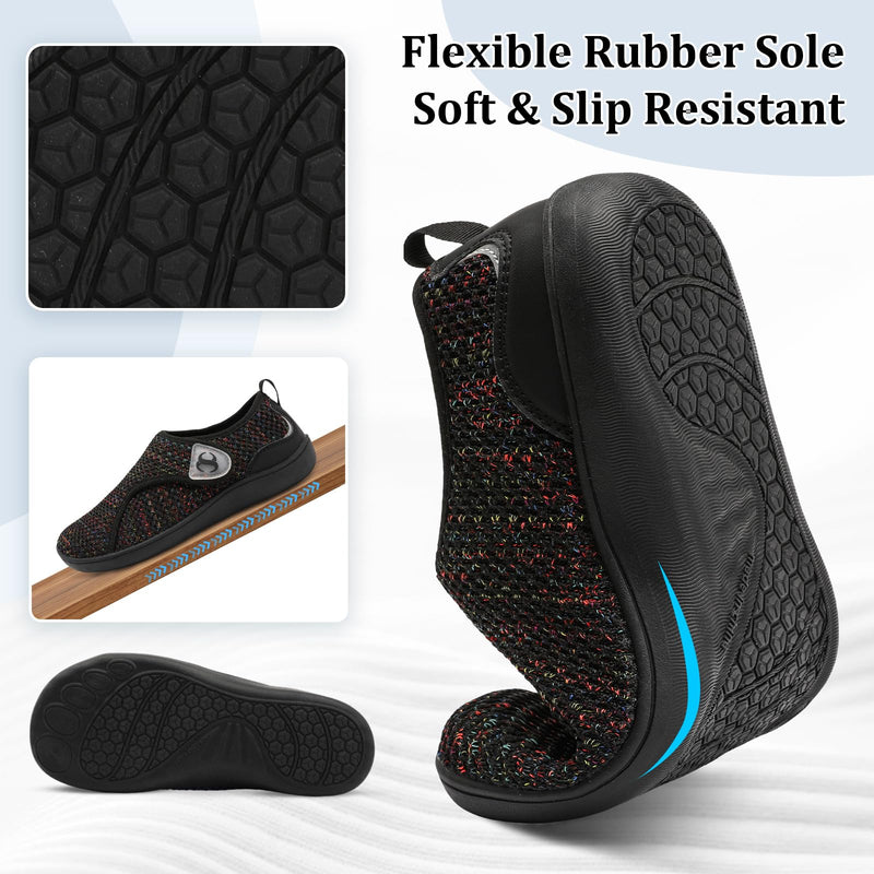 Womens Walking Shoes Comfortable Wide Diabetic Shoes Adjustable Zero Drop Edema Shoe Breathable Neuropathy Nursing Shoes Casual Wide Width Sneakers 10 Wide Mixblack