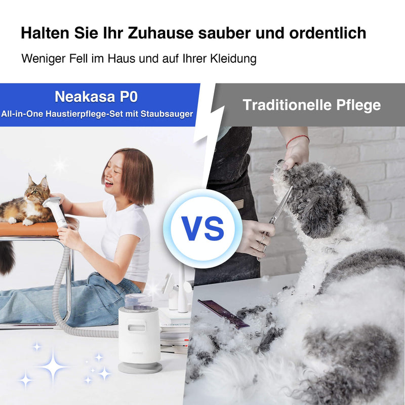 Neakasa P0 Lite cat brush with vacuum cleaner, professional pet care set, very quiet, 4 proven accessories, dog brush, pet hair remover, self-cleaning fur brush for short-haired long-haired undercoat white - BeesActive Australia