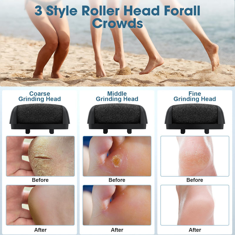 Callus Remover for Feet Foot Scrubber - 3 Speeds & with Holder, Portable Pedicure Tools Kit Foot File Callus Remover, Waterproof Professional Pedicure Tool Foot Care for Deadskin Hard Cracked Dry Skin - BeesActive Australia