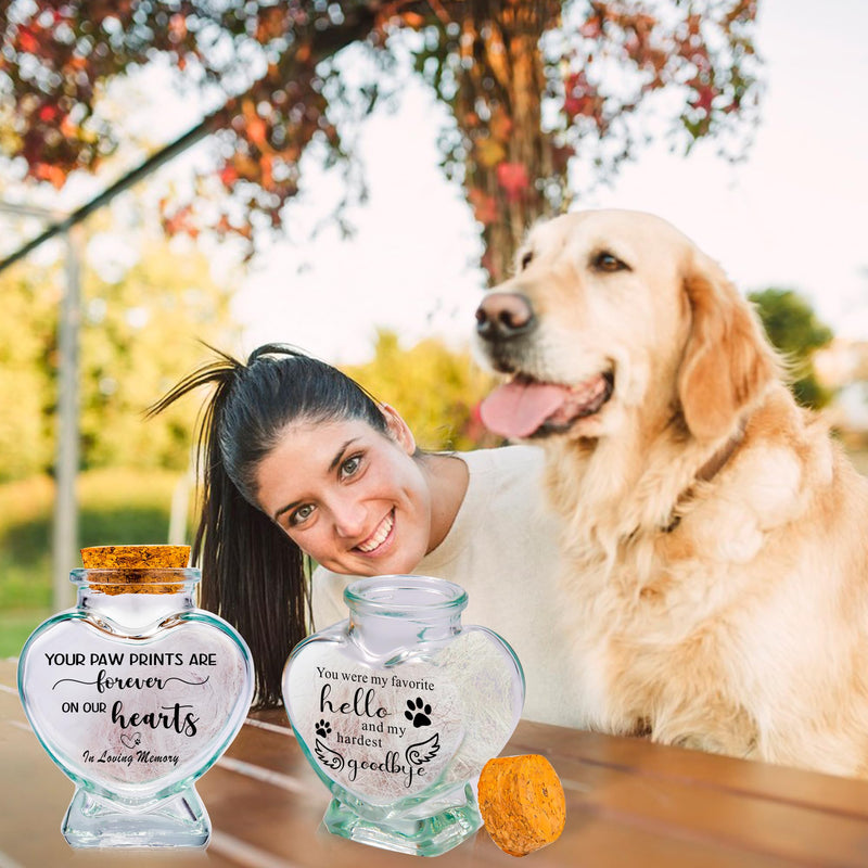 Pack of 2 memorial bottle glass bottles for ashes, teeth, animal hair glass container storage jar for dogs, cats ashes keepsake, memorial, mourning gift, animal loss - BeesActive Australia