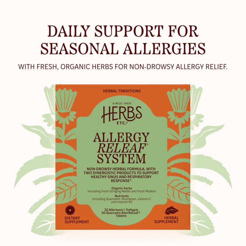 Herbs Etc. Allergy ReLeaf System, Non-Drowsy Formula, 30 Count | Natural Allergy Support for Overall Seasonal Comfort with Organic Fresh Stinging Nettle and Quercetin, Non-Drowsy Formula 30 Count (Pack of 1)