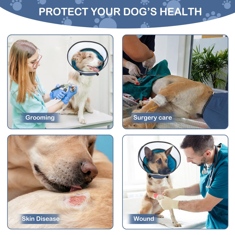 EvcgoX Neck Brace Dog for Large Dogs Leak Protection Dog Collar After Surgery 360° Vision Soft Neck Brace Dog with PVC Protective Cover Blue L (33-43 cm) Blue L (33-43 cm) - BeesActive Australia